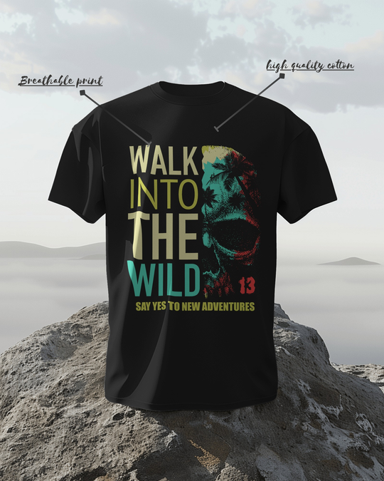 “Walk Into The Wild” Adventure T-Shirt | 100% Cotton Bio-Wash | Bold Outdoor Graphic