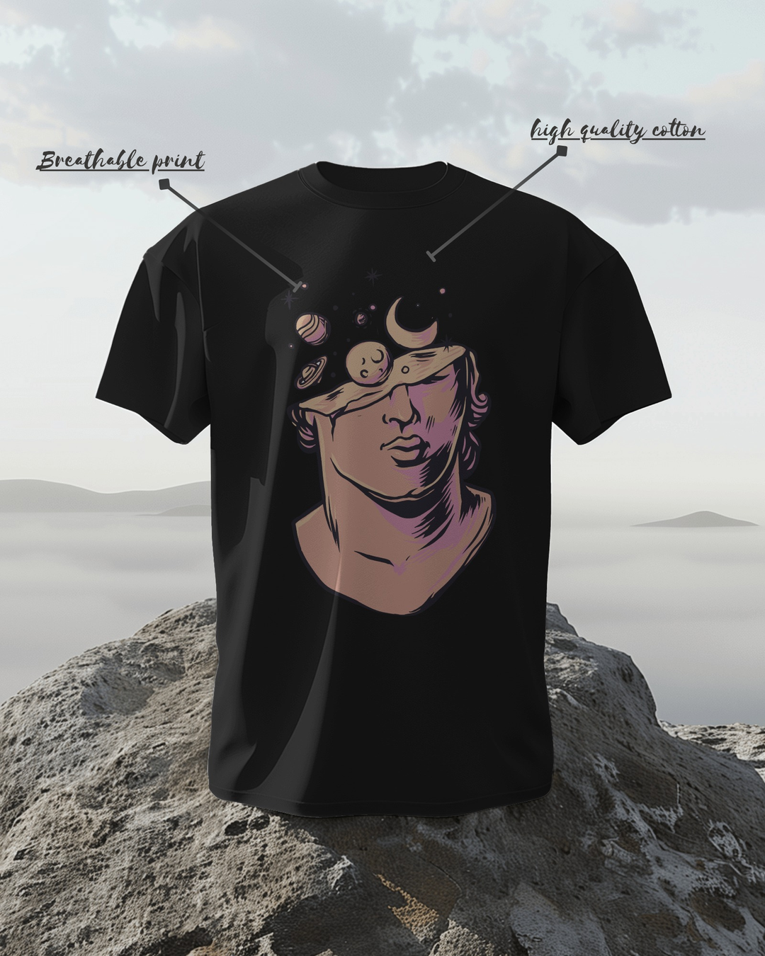 Cosmic Mind Graphic T-Shirt – 100% Cotton Biowash