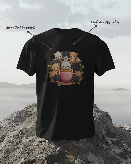 Cute Bear Cub Coffee Graphic T-Shirt – Cozy Kawaii Vibes