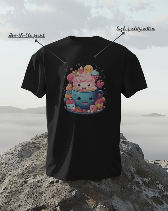 Kawaii Dessert Cup Graphic T-Shirt – Sweet & Colorful Treat Vibes