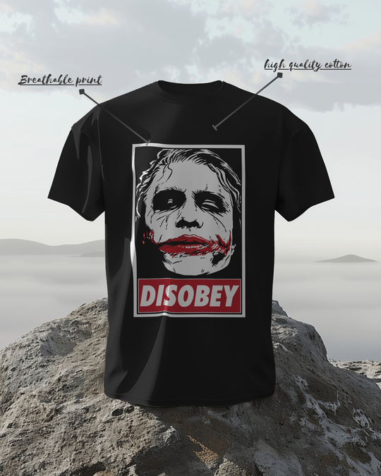 Joker "DISOBEY" Graphic T-Shirt – Bold Villain Art Tee