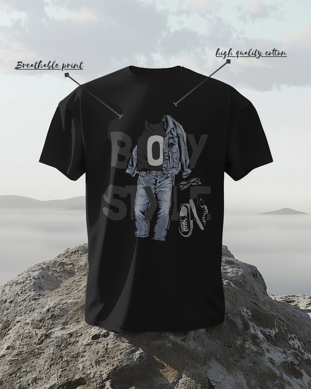 “BoyStyle” Graphic T-Shirt | Regular Fit | 100% Cotton Bio-Wash | Urban Streetwear