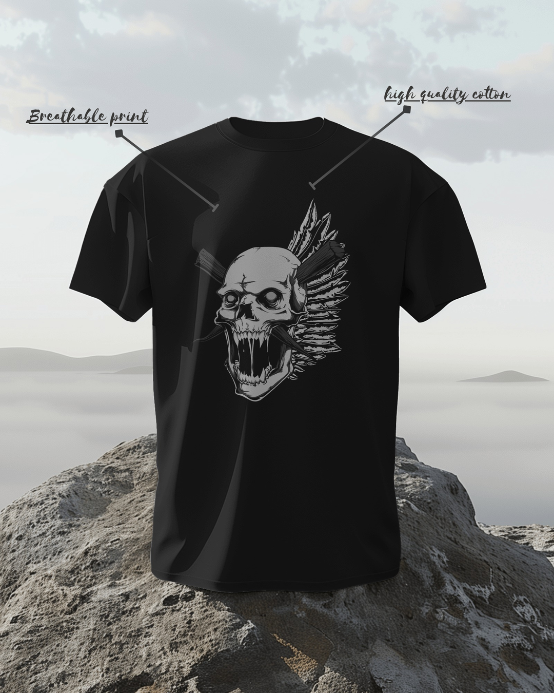 "Rage Skull" T-Shirt | Dark Graphic Tee | Regular Fit | 100% Cotton Bio-Wash