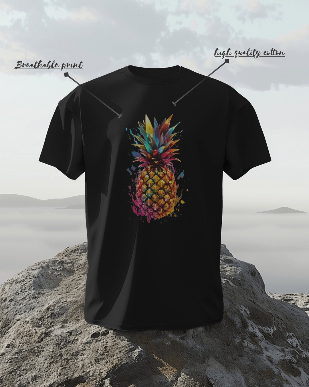 Color Splash Pineapple Graphic T-Shirt – Tropical Vibes