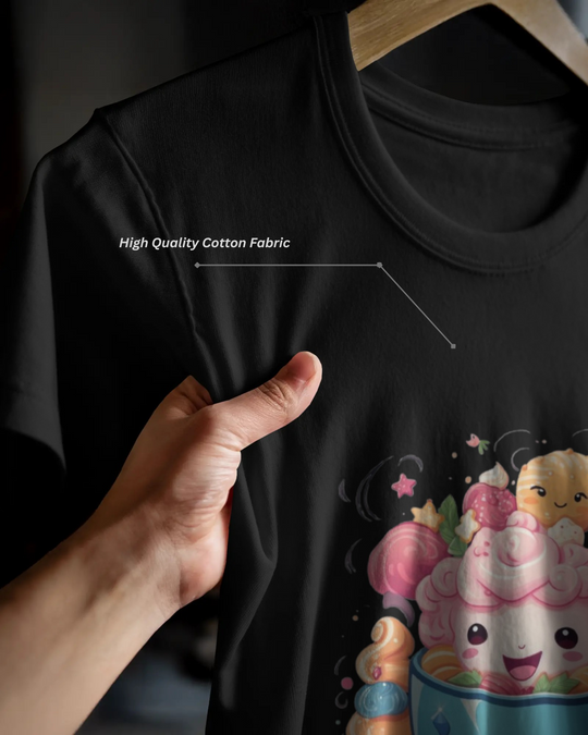Kawaii Dessert Cup Graphic T-Shirt – Sweet & Colorful Treat Vibes