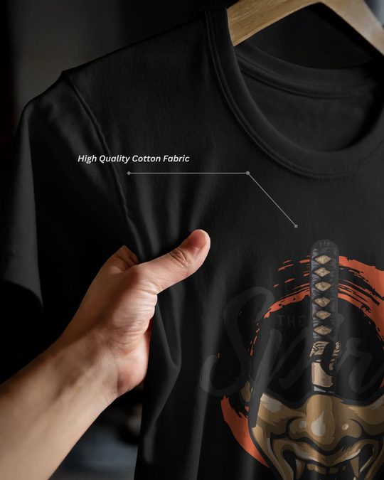 “Spirit King” Samurai Mask T-Shirt | Full Sleeve | 100% Cotton Bio-Wash | Dark Streetwear