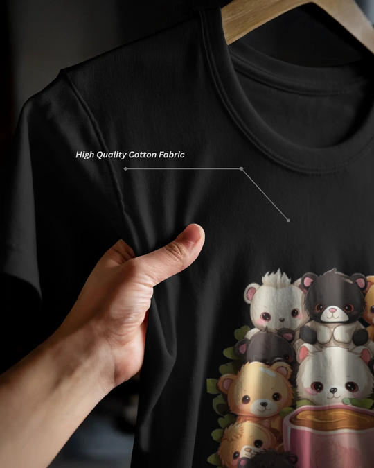 Cute Bear Cub Coffee Graphic T-Shirt – Cozy Kawaii Vibes