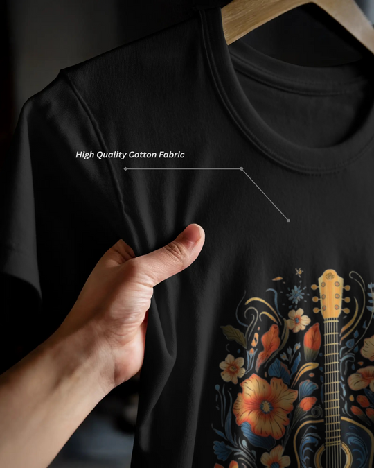 Boho Floral Guitar Graphic T-Shirt for Music Lovers