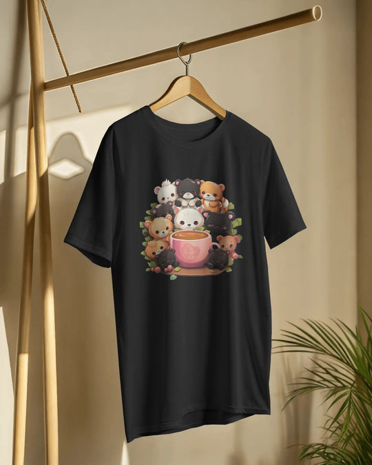 Cute Bear Cub Coffee Graphic T-Shirt – Cozy Kawaii Vibes