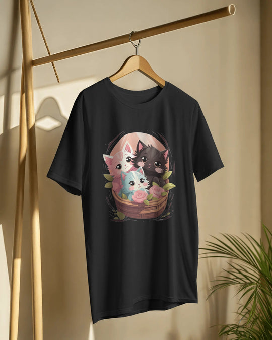 Cute Kittens in Basket Graphic T-Shirt – Adorable & Cozy Vibes