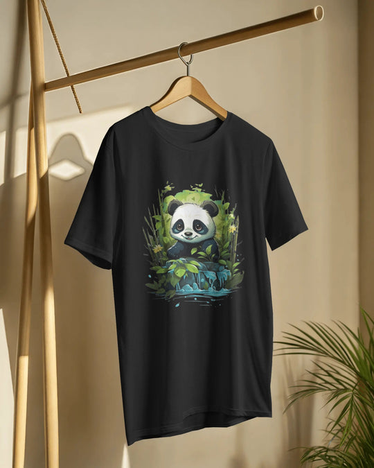 Chill Panda by the Bamboo Falls – Nature-Inspired Cute T-Shirt