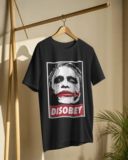 Joker "DISOBEY" Graphic T-Shirt – Bold Villain Art Tee