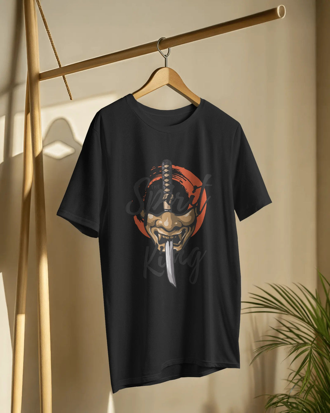 “Spirit King” Samurai Mask T-Shirt | Full Sleeve | 100% Cotton Bio-Wash | Dark Streetwear