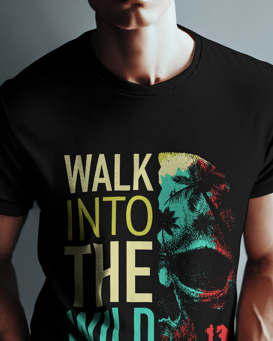 “Walk Into The Wild” Adventure T-Shirt | 100% Cotton Bio-Wash | Bold Outdoor Graphic