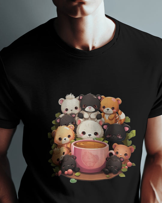 Cute Bear Cub Coffee Graphic T-Shirt – Cozy Kawaii Vibes