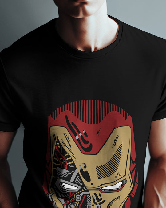 Iron man Mask T-Shirt – Futuristic Mech-Style Iron Man Graphic Tee