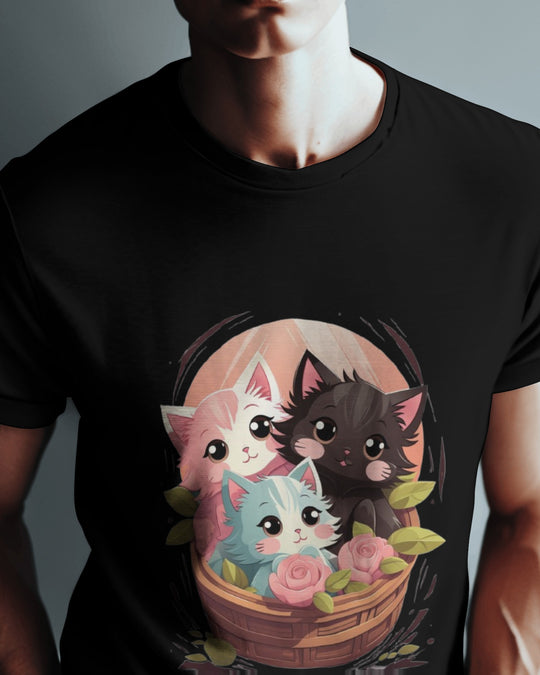 Cute Kittens in Basket Graphic T-Shirt – Adorable & Cozy Vibes
