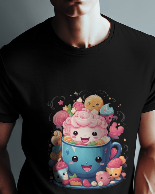 Kawaii Dessert Cup Graphic T-Shirt – Sweet & Colorful Treat Vibes