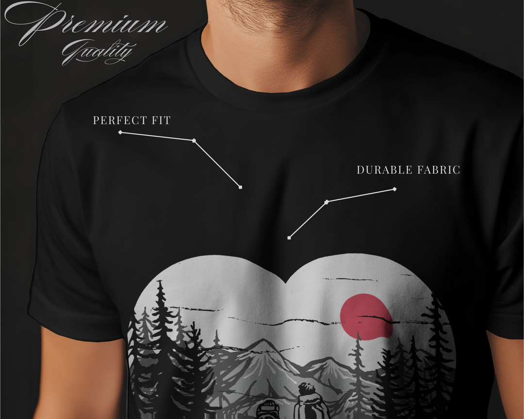 “WanderLove” Couple T-Shirt | 100% Cotton Bio-Wash | Minimal Travel Art Tee