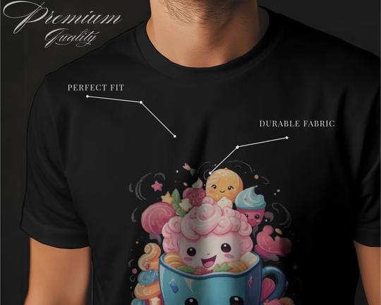 Kawaii Dessert Cup Graphic T-Shirt – Sweet & Colorful Treat Vibes