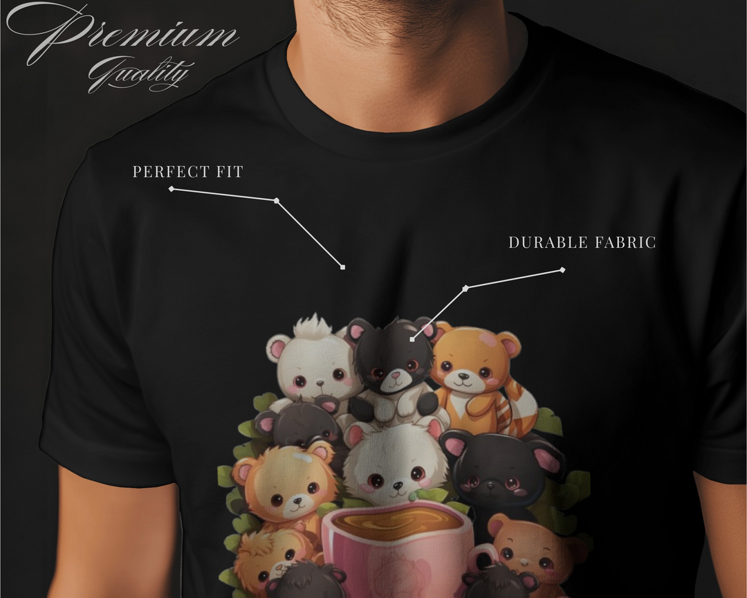 Cute Bear Cub Coffee Graphic T-Shirt – Cozy Kawaii Vibes