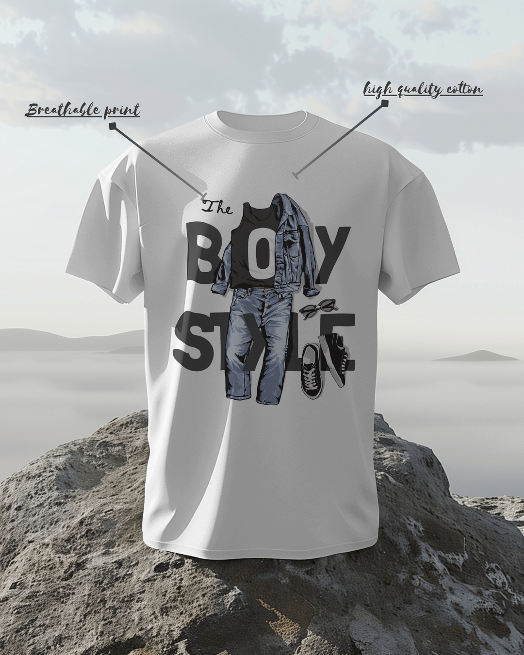 “BoyStyle” Graphic T-Shirt | Regular Fit | 100% Cotton Bio-Wash | Urban Streetwear