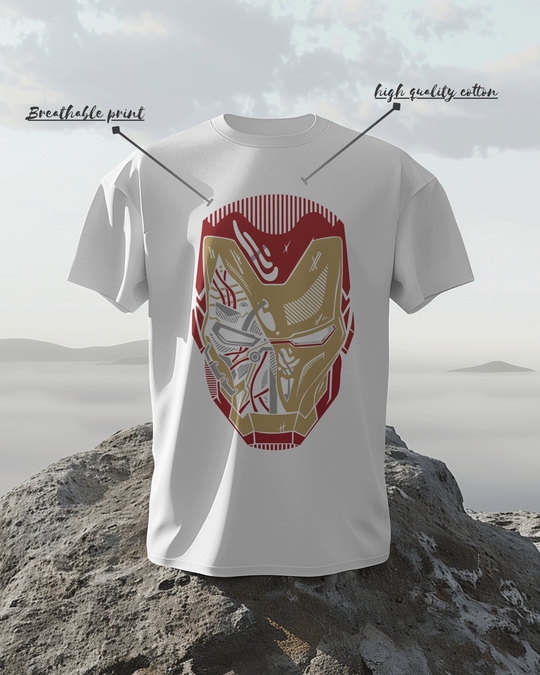 Iron man Mask T-Shirt – Futuristic Mech-Style Iron Man Graphic Tee