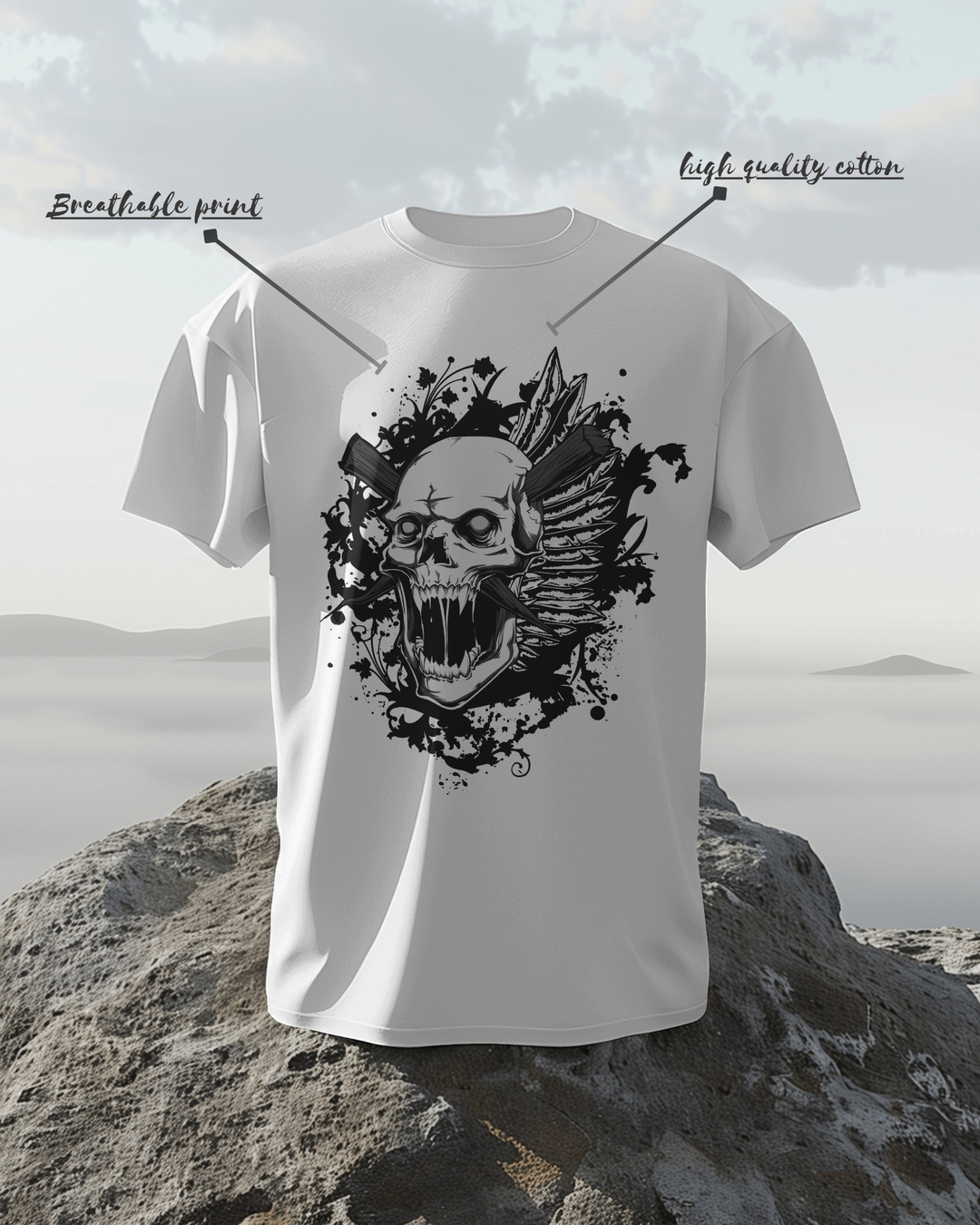 "Rage Skull" T-Shirt | Dark Graphic Tee | Regular Fit | 100% Cotton Bio-Wash