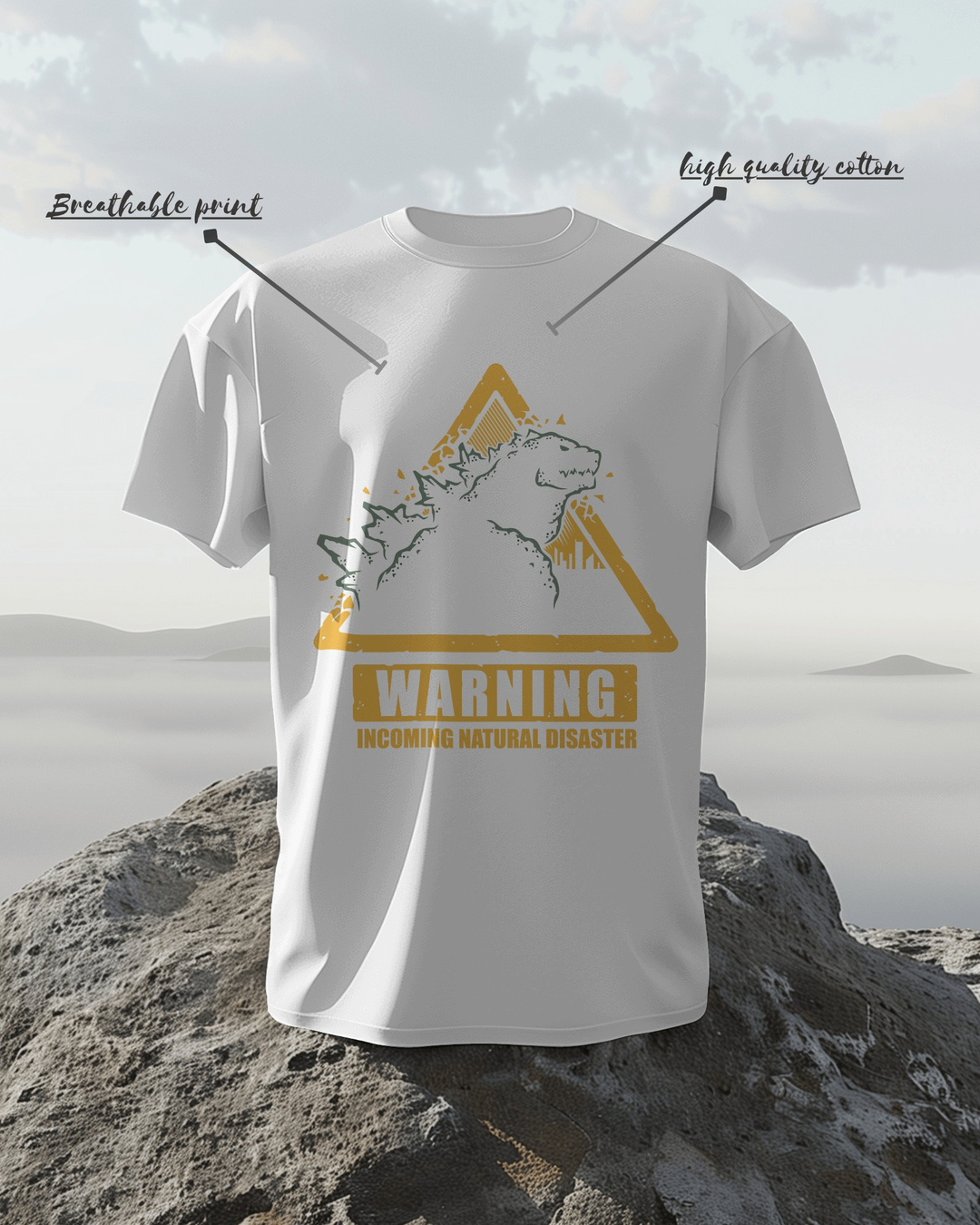 Godzilla "Warning" T-Shirt – Incoming Natural Disaster Graphic Tee