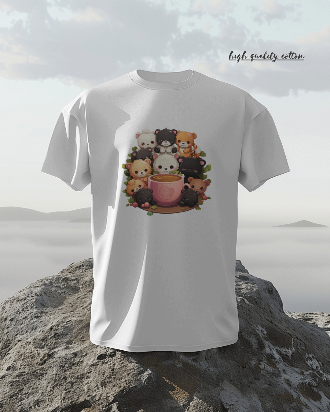 Cute Bear Cub Coffee Graphic T-Shirt – Cozy Kawaii Vibes