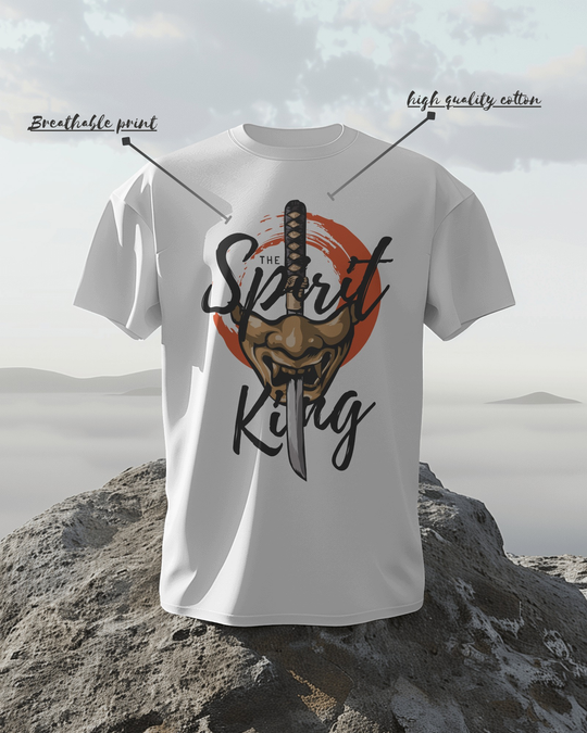 “Spirit King” Samurai Mask T-Shirt | Full Sleeve | 100% Cotton Bio-Wash | Dark Streetwear