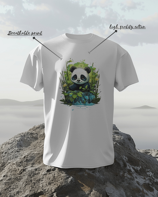 Chill Panda by the Bamboo Falls – Nature-Inspired Cute T-Shirt