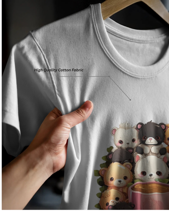 Cute Bear Cub Coffee Graphic T-Shirt – Cozy Kawaii Vibes