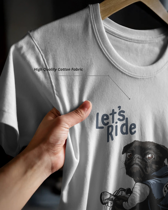 “Let’s Ride” Biker Dog T-Shirt | Regular Fit | 100% Cotton Bio-Wash | Quirky Streetwear