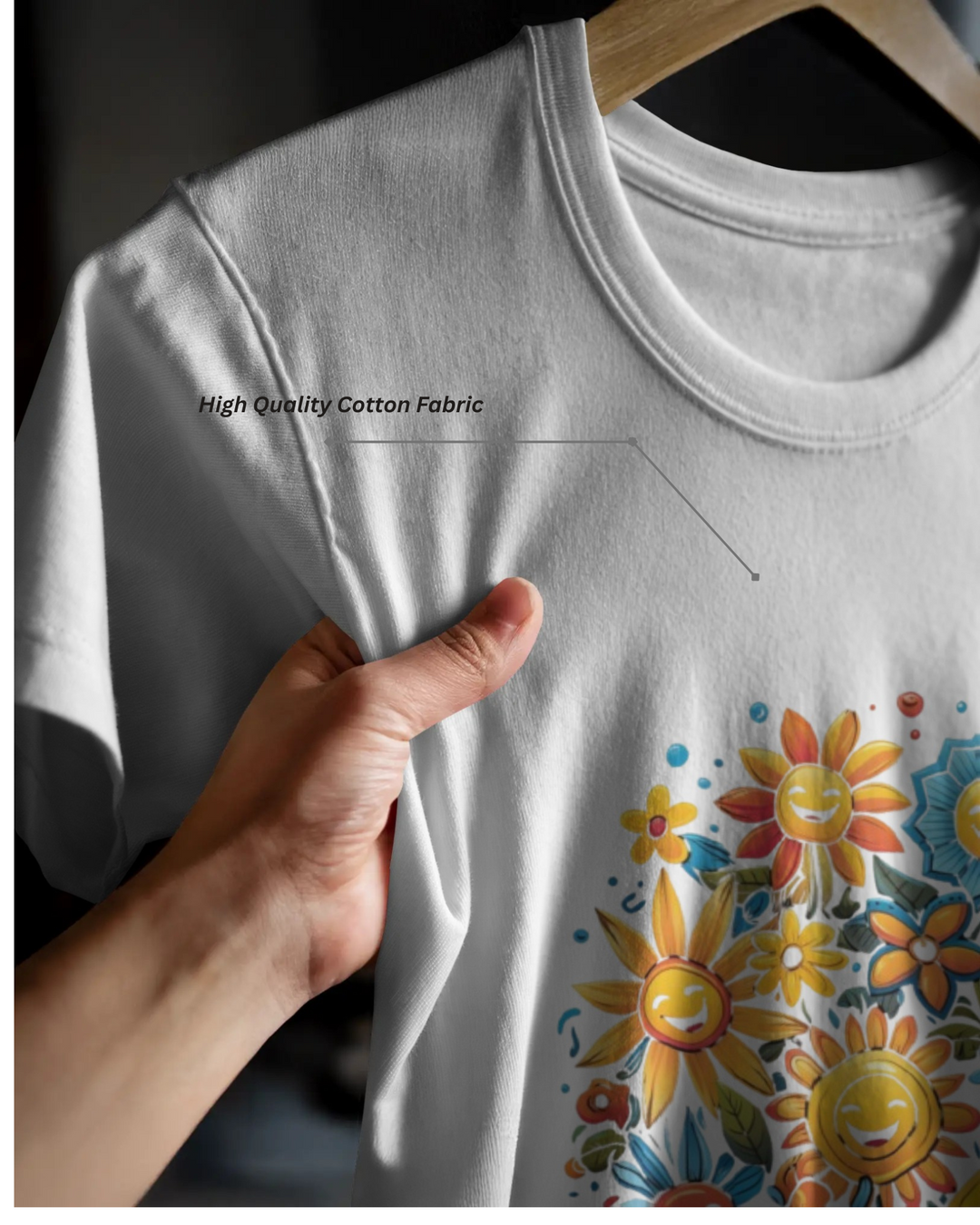 Smiley Flower Garden Graphic T-Shirt – Vibrant Positive Vibes