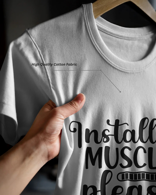 Installing Muscles Please Wait T-Shirt – 100% Cotton Biowash
