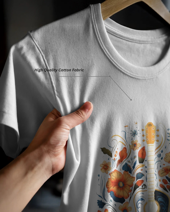 Boho Floral Guitar Graphic T-Shirt for Music Lovers