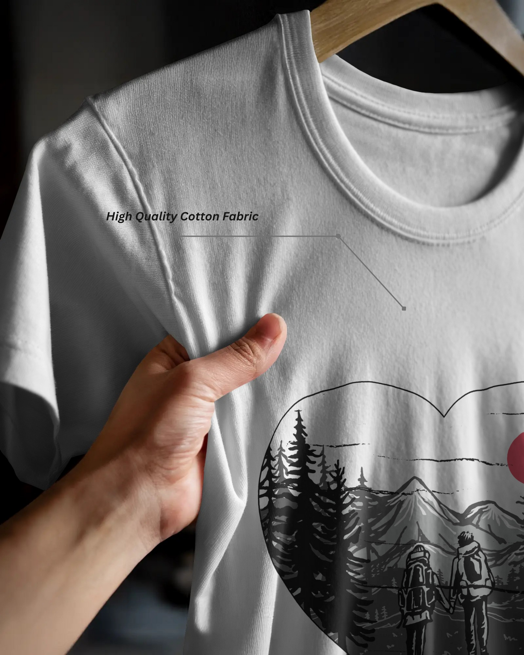 “WanderLove” Couple T-Shirt | 100% Cotton Bio-Wash | Minimal Travel Art Tee