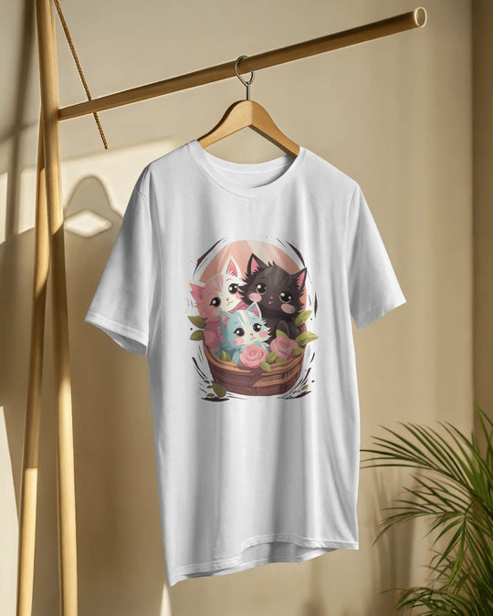 Cute Kittens in Basket Graphic T-Shirt – Adorable & Cozy Vibes