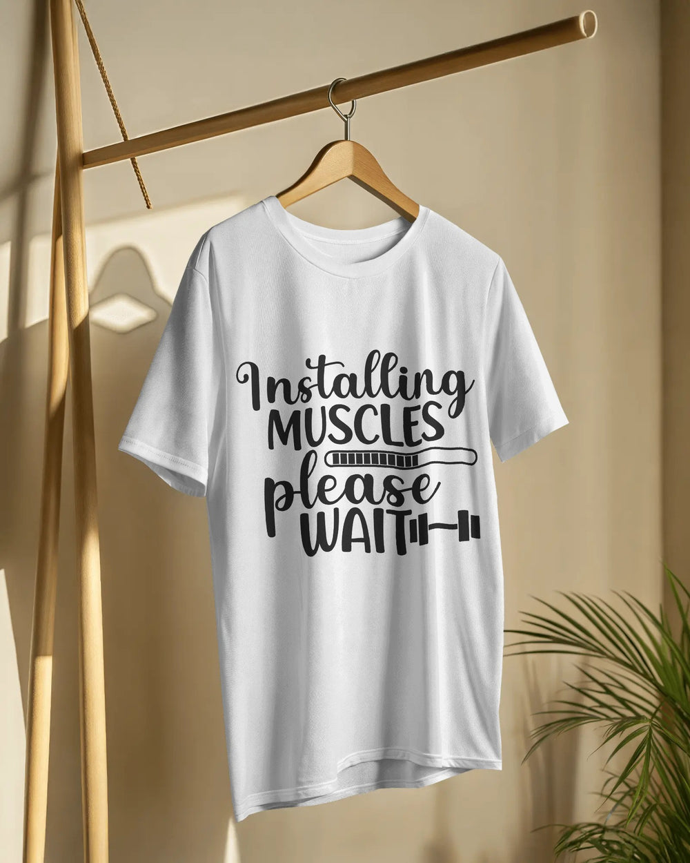Installing Muscles Please Wait T-Shirt – 100% Cotton Biowash