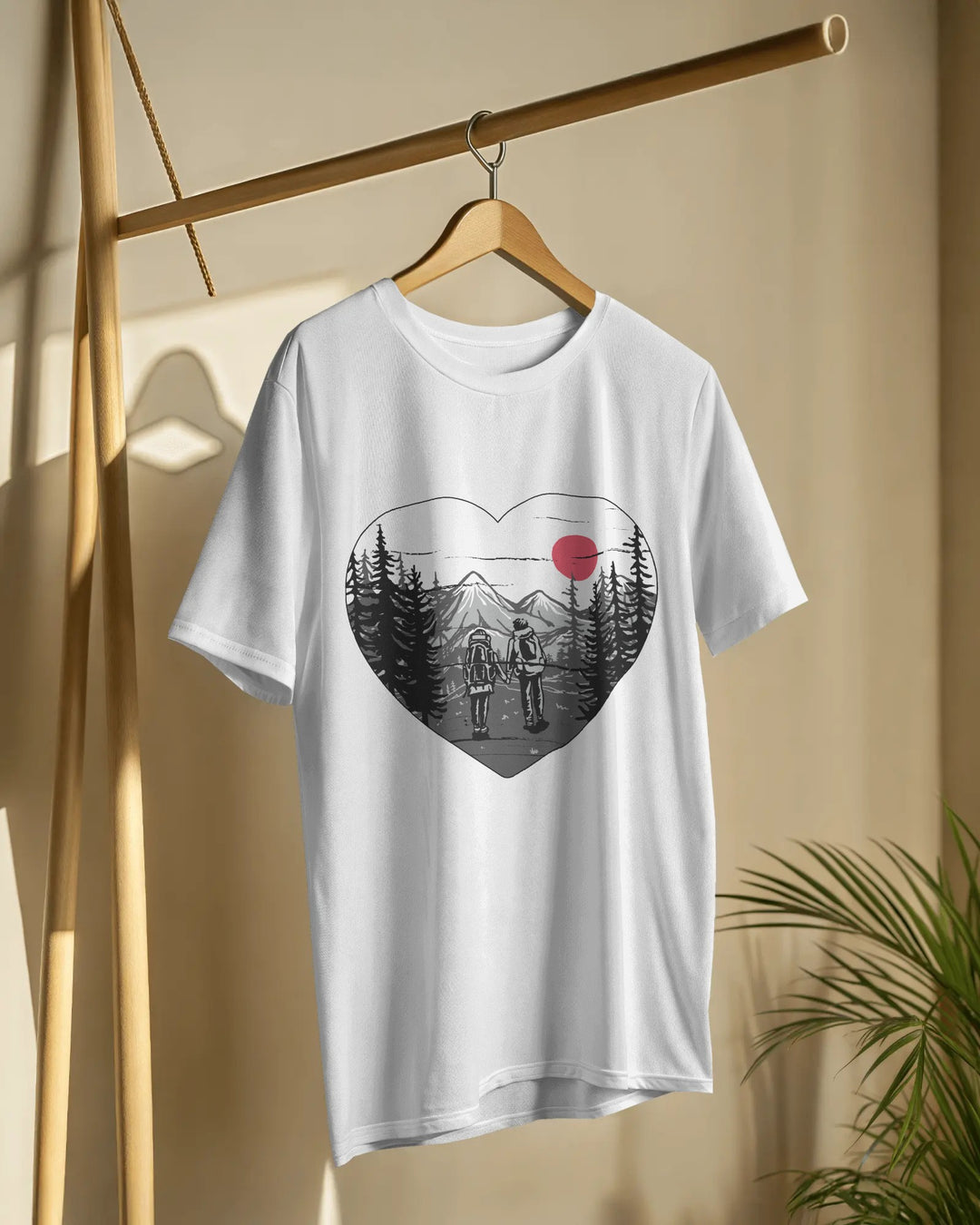 “WanderLove” Couple T-Shirt | 100% Cotton Bio-Wash | Minimal Travel Art Tee