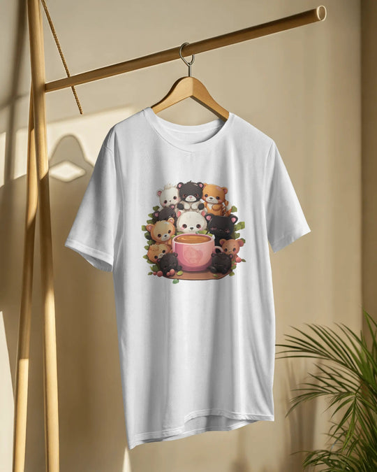 Cute Bear Cub Coffee Graphic T-Shirt – Cozy Kawaii Vibes