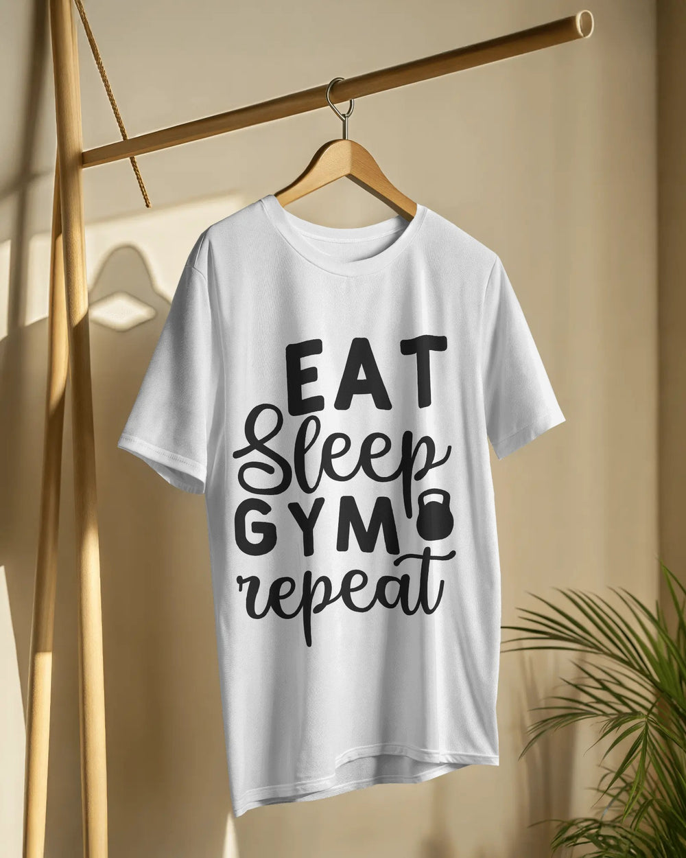 Eat Sleep Gym Repeat T-Shirt – 100% Cotton Biowash