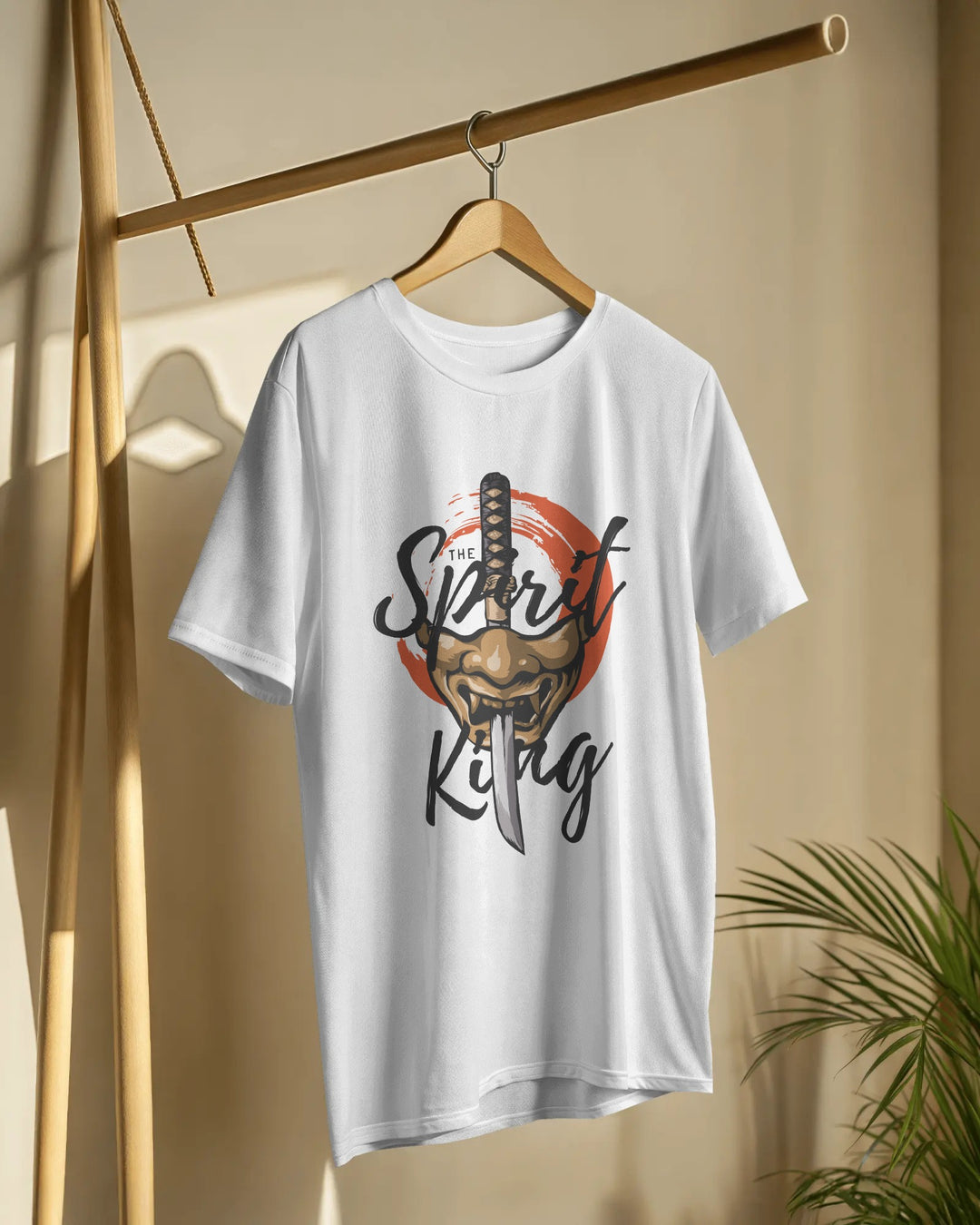 “Spirit King” Samurai Mask T-Shirt | Full Sleeve | 100% Cotton Bio-Wash | Dark Streetwear