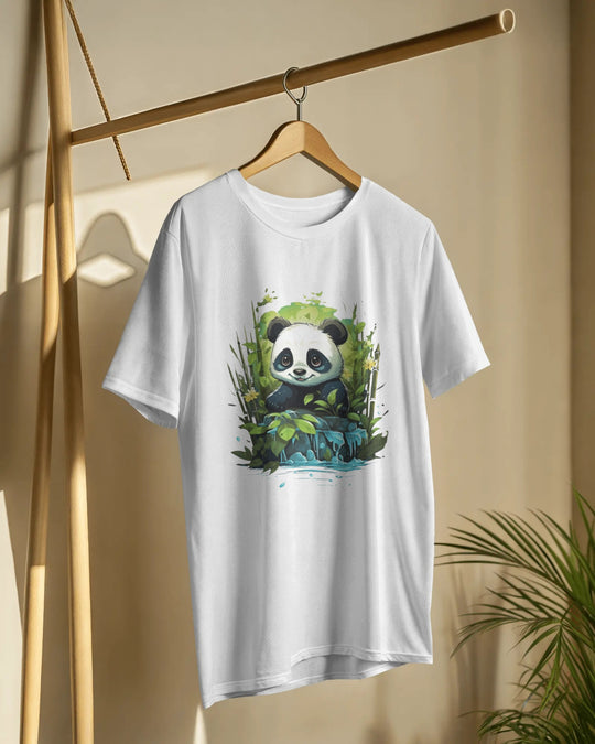 Chill Panda by the Bamboo Falls – Nature-Inspired Cute T-Shirt