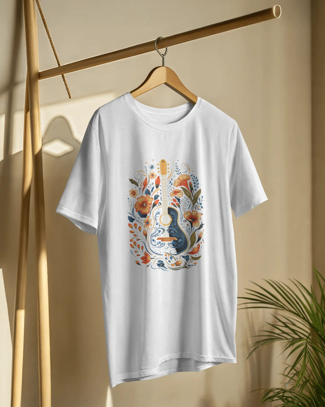 Boho Floral Guitar Graphic T-Shirt for Music Lovers