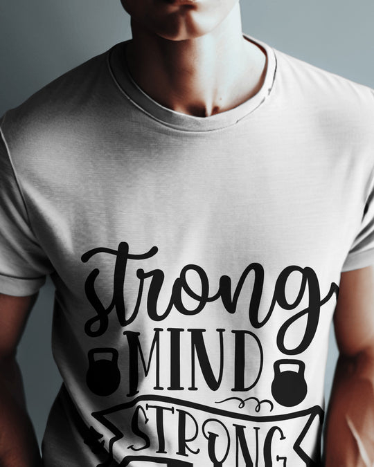 “Strong Mind Strong Body” Motivational Gym T-Shirt | 100% Cotton Bio-Wash | Fitness Wear