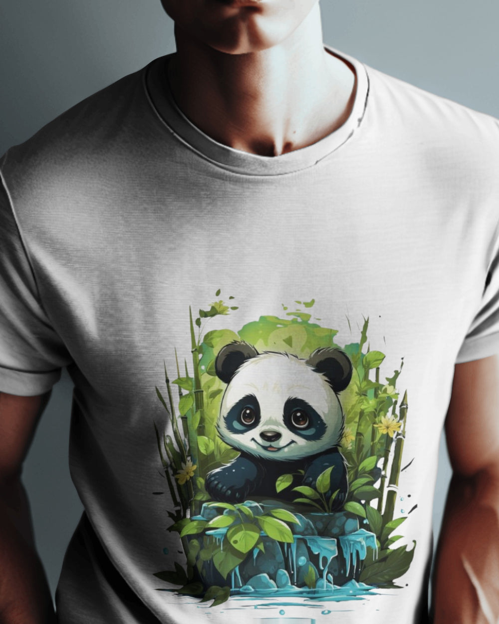 Chill Panda by the Bamboo Falls – Nature-Inspired Cute T-Shirt