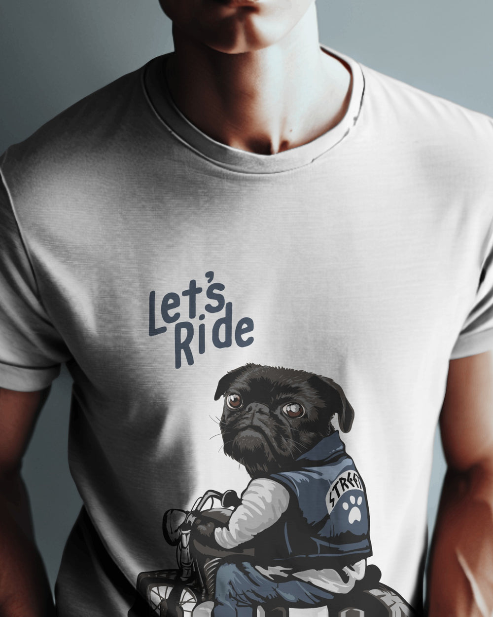 “Let’s Ride” Biker Dog T-Shirt | Regular Fit | 100% Cotton Bio-Wash | Quirky Streetwear