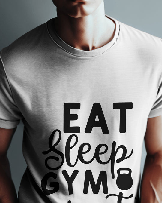 Eat Sleep Gym Repeat T-Shirt – 100% Cotton Biowash